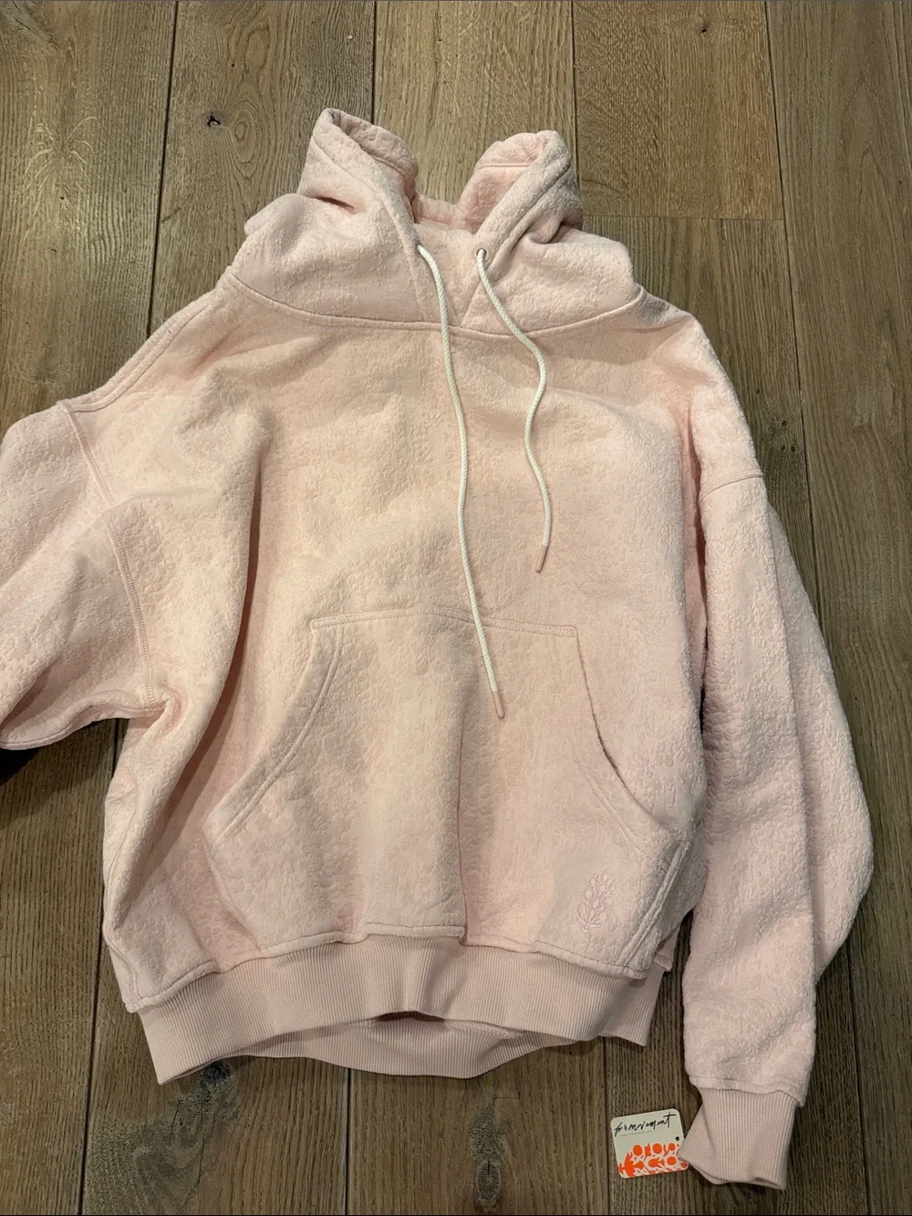 Free People Movement Final Call Flocked Velvet Hoodie Pink